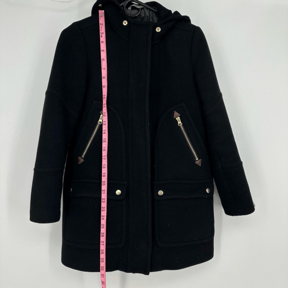 J.Crew Chateau Italian Wool Parka Pea Coat Winter Jacket Size 6 Petite Black - Picture 6 of 16